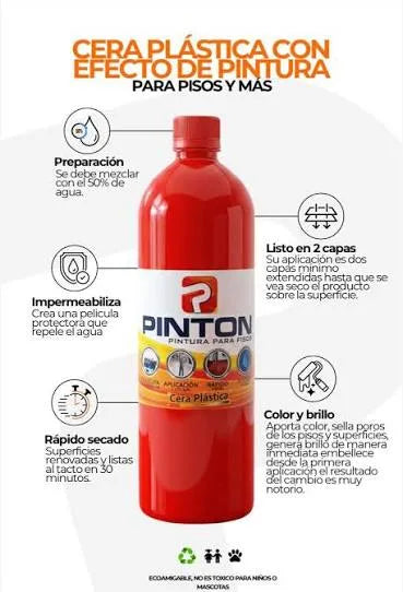 Ficha de Pintón Cera Plástica: preparación, 2 capas, impermeabiliza, rápido secado, color y brillo