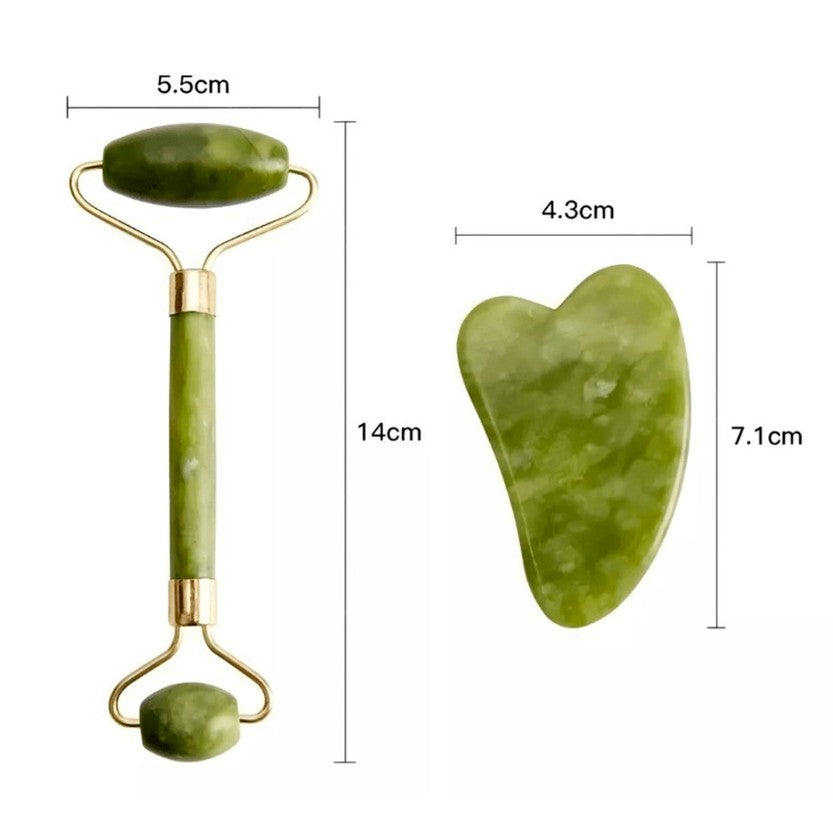 Nuevo Rodillo facial de jade + Piedra Gua Sha