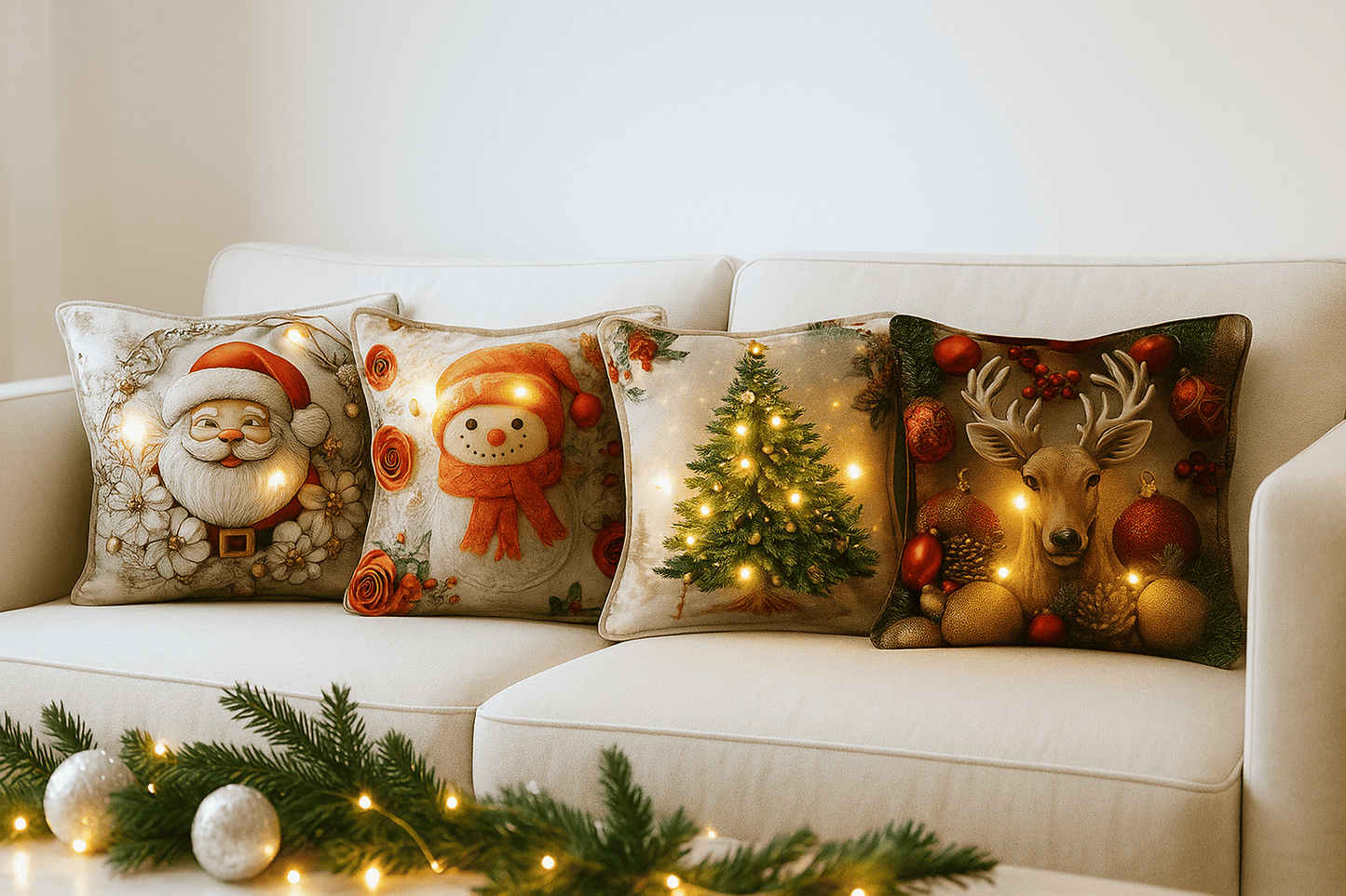 Nuevas Fundas de Cojines Navideños LED Merry Christmas™