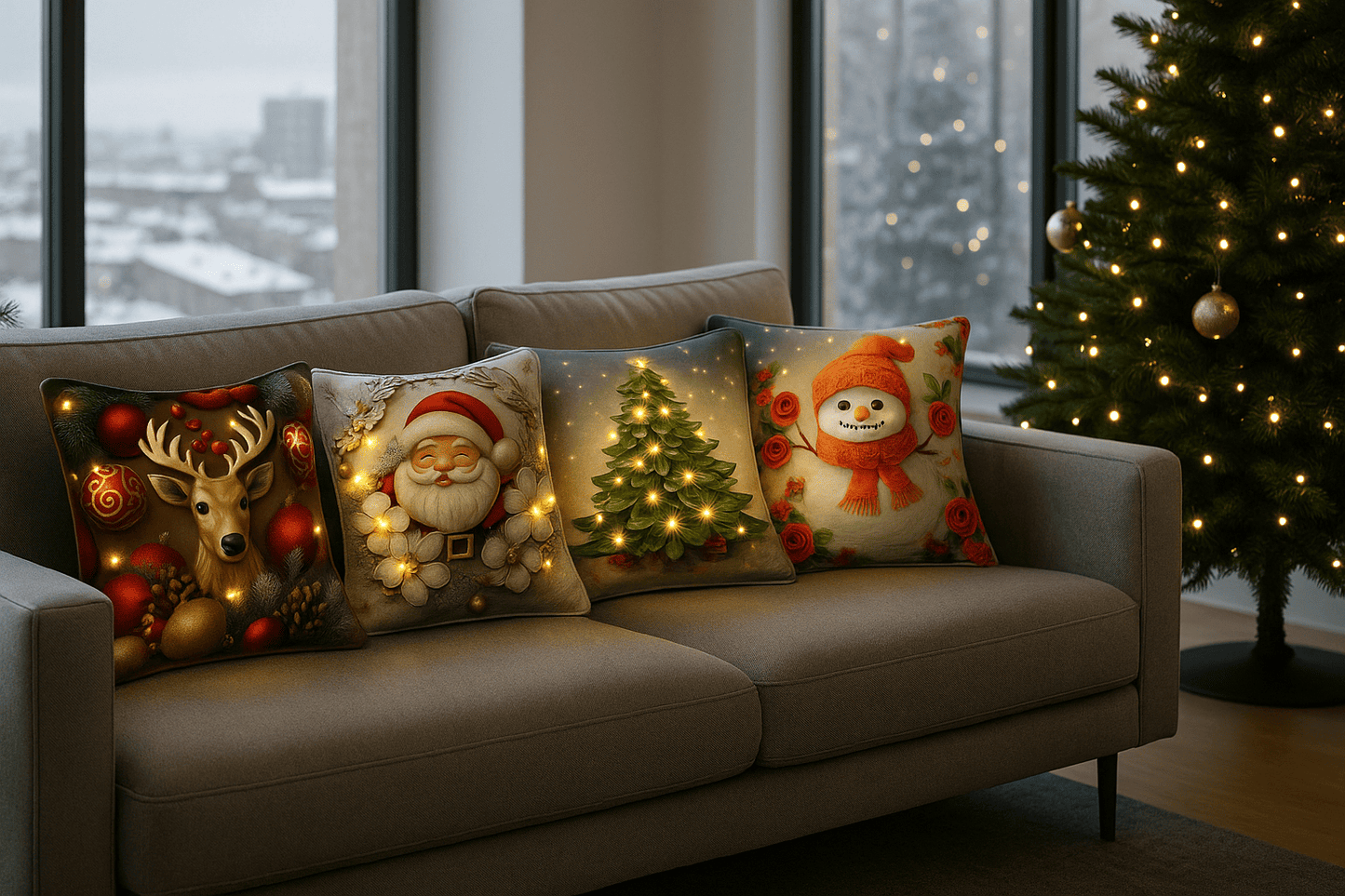Nuevas Fundas de Cojines Navideños LED Merry Christmas™