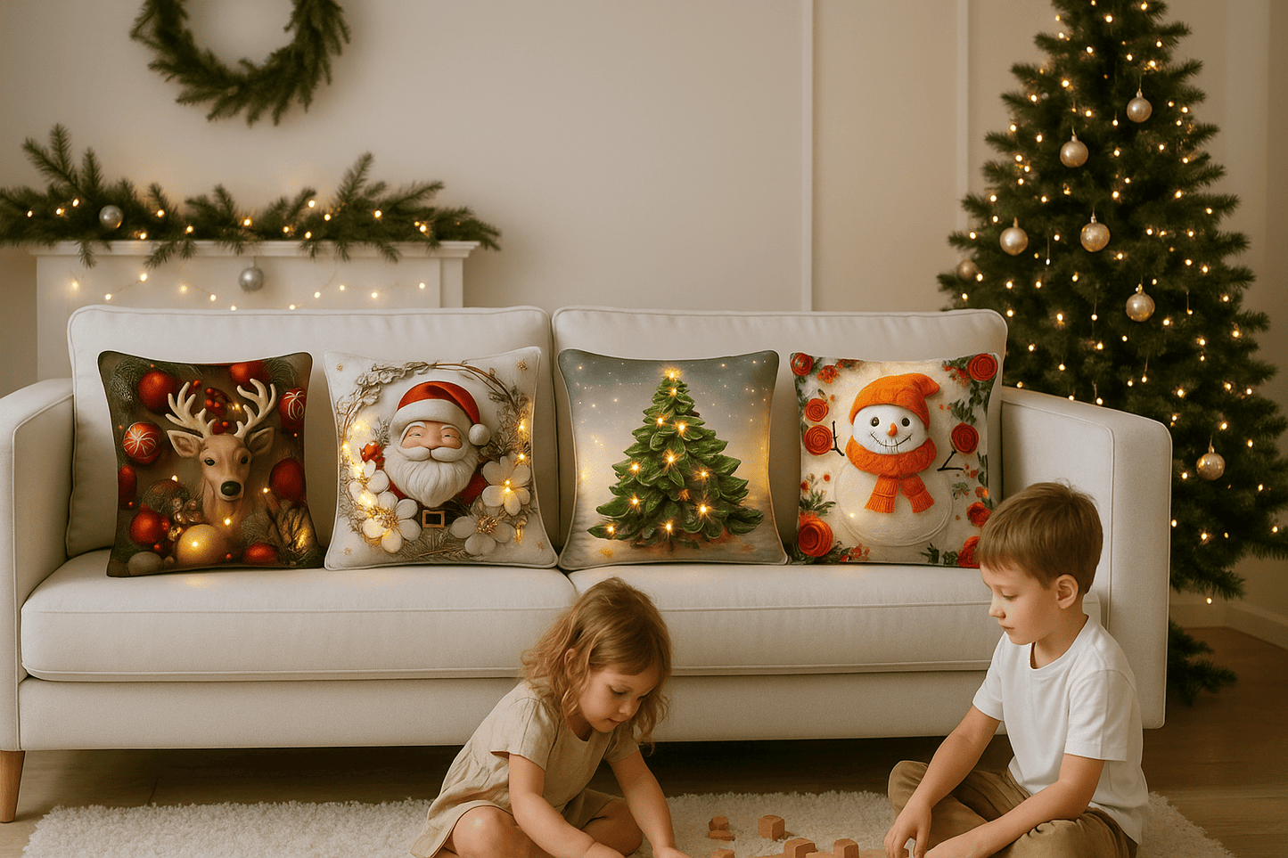 Nuevas Fundas de Cojines Navideños LED Merry Christmas™