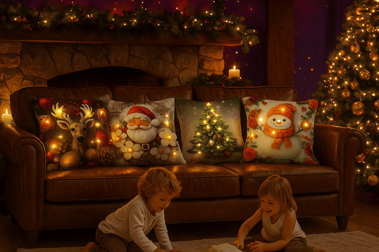 Nuevas Fundas de Cojines Navideños LED Merry Christmas™