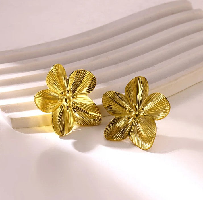 Nuevo Arete Topo Flor Acero