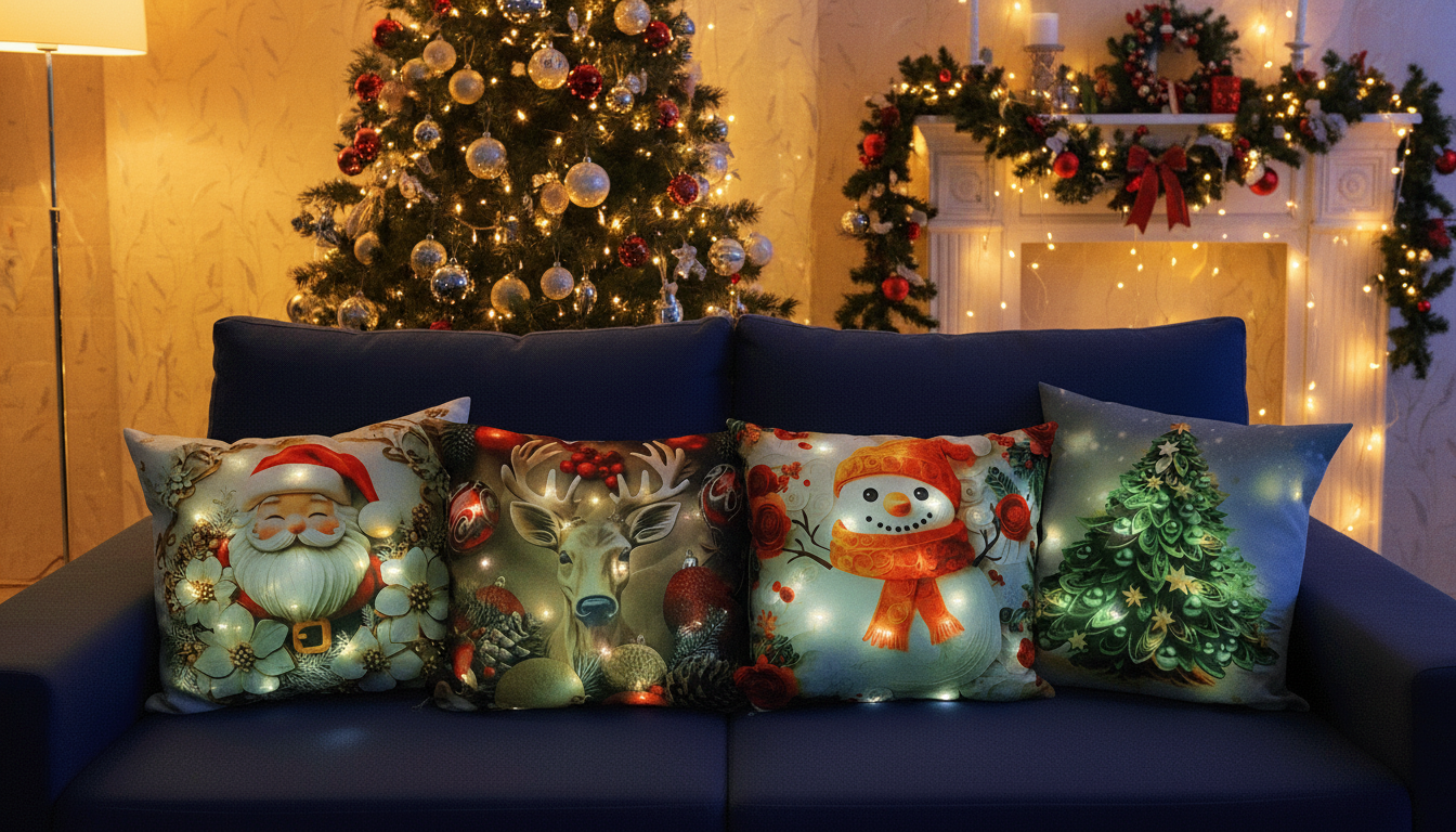 Nuevas Fundas de Cojines Navideños LED Merry Christmas™
