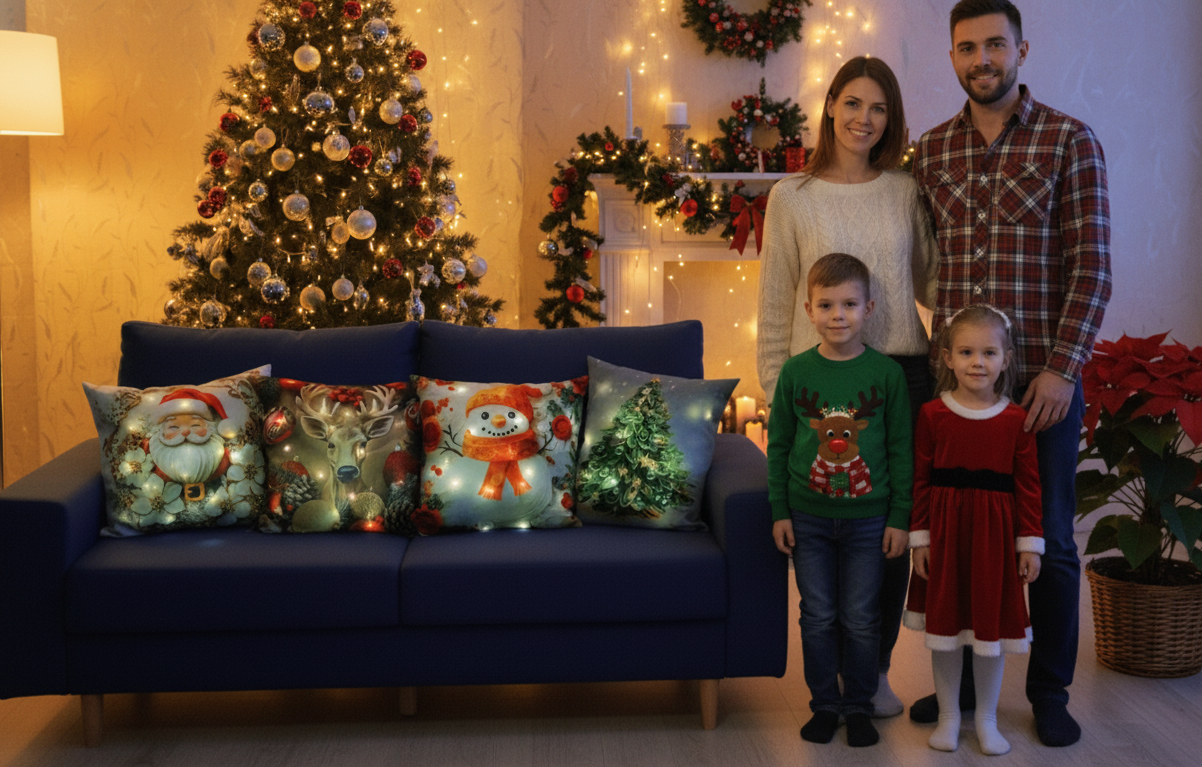 Nuevas Fundas de Cojines Navideños LED Merry Christmas™
