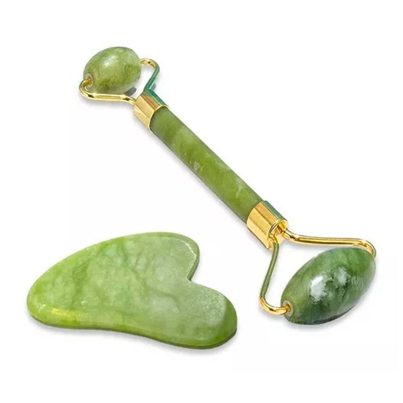 Nuevo Rodillo facial de jade + Piedra Gua Sha